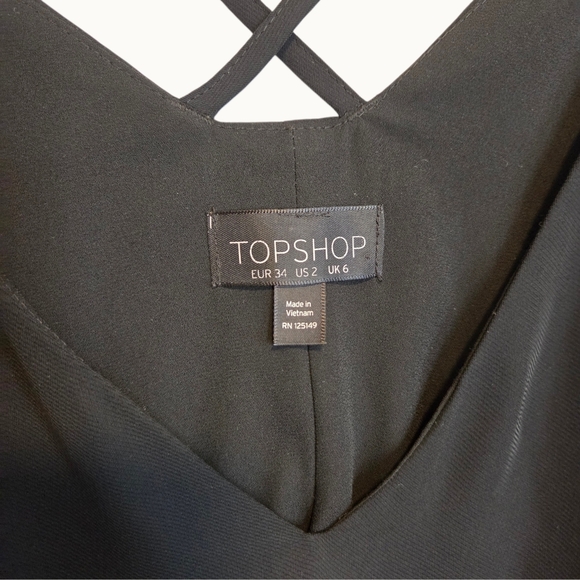Topshop Black Strappy Back Midi Slip Dress - Picture 2 of 3